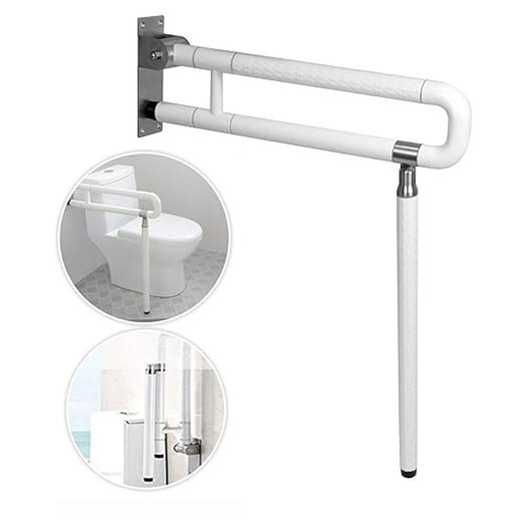 Handicap Foldable with Floor Support Stainless Steel Grab Bar (Nylon ...